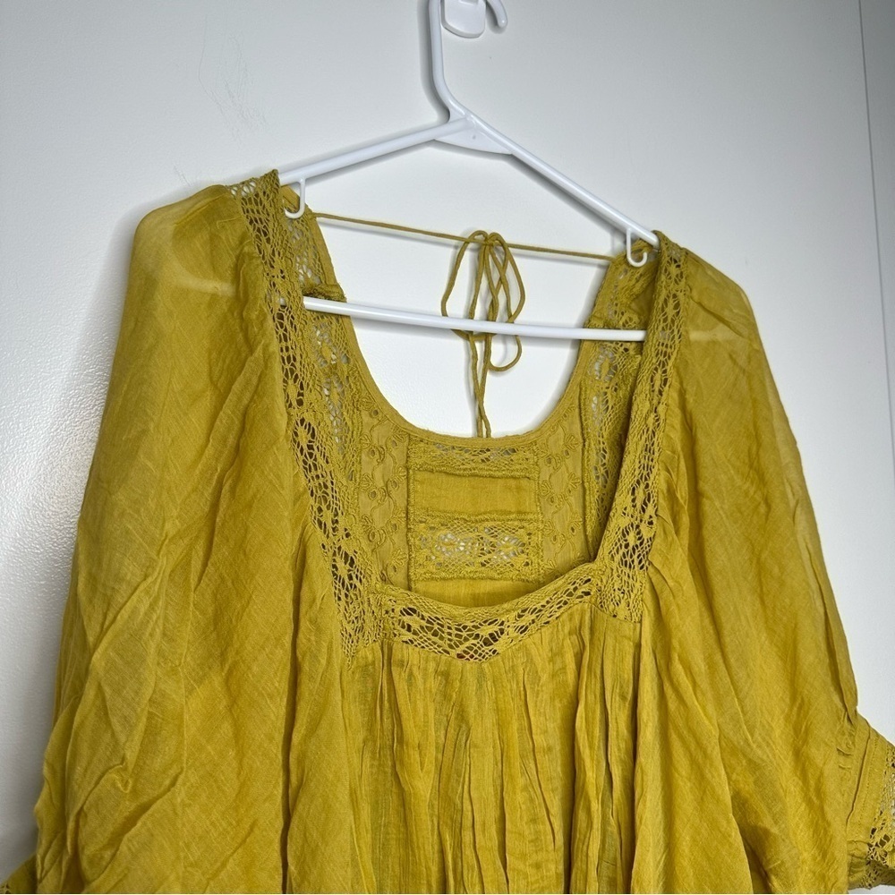 NWT Free People One Finley Tunic in Dried Palm Boho Laced Top Size Medium - Picture 7 of 9